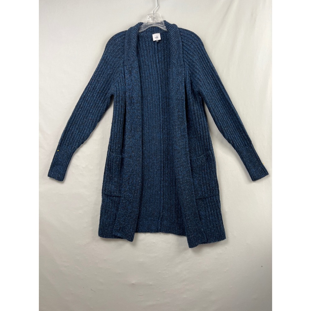 Cabi Duster Cardigan Women S Blue Ribbed Knit 4276 Open Front Long Sweater EXCL
